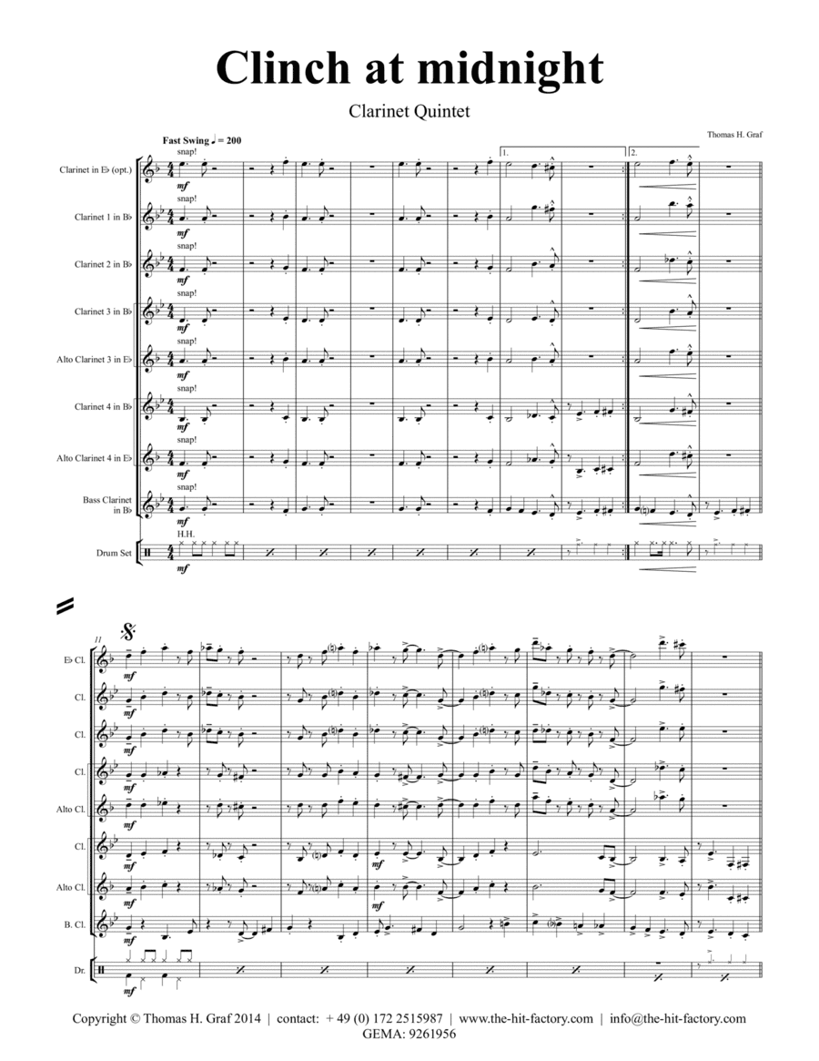 Clinch at midnight - Charleston/Two Step - Clarinet Quintet