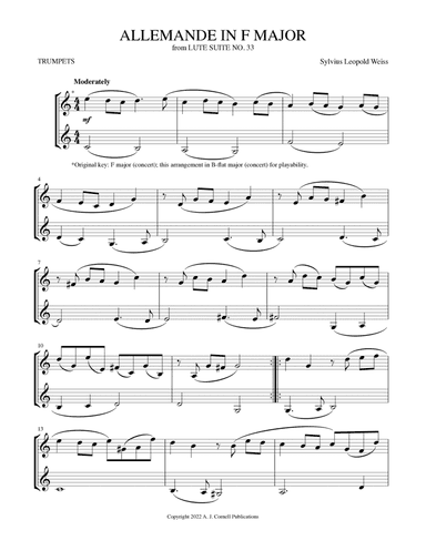 Allemande in F Major (from Lute Suite No. 33) (arr. Mark Phillips)