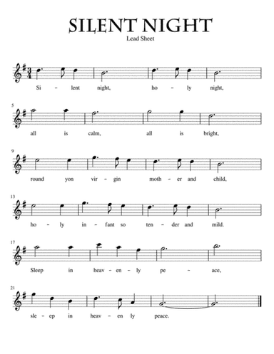 Silent Night Lead Sheet Key of G (arr. Kimberly Steele)