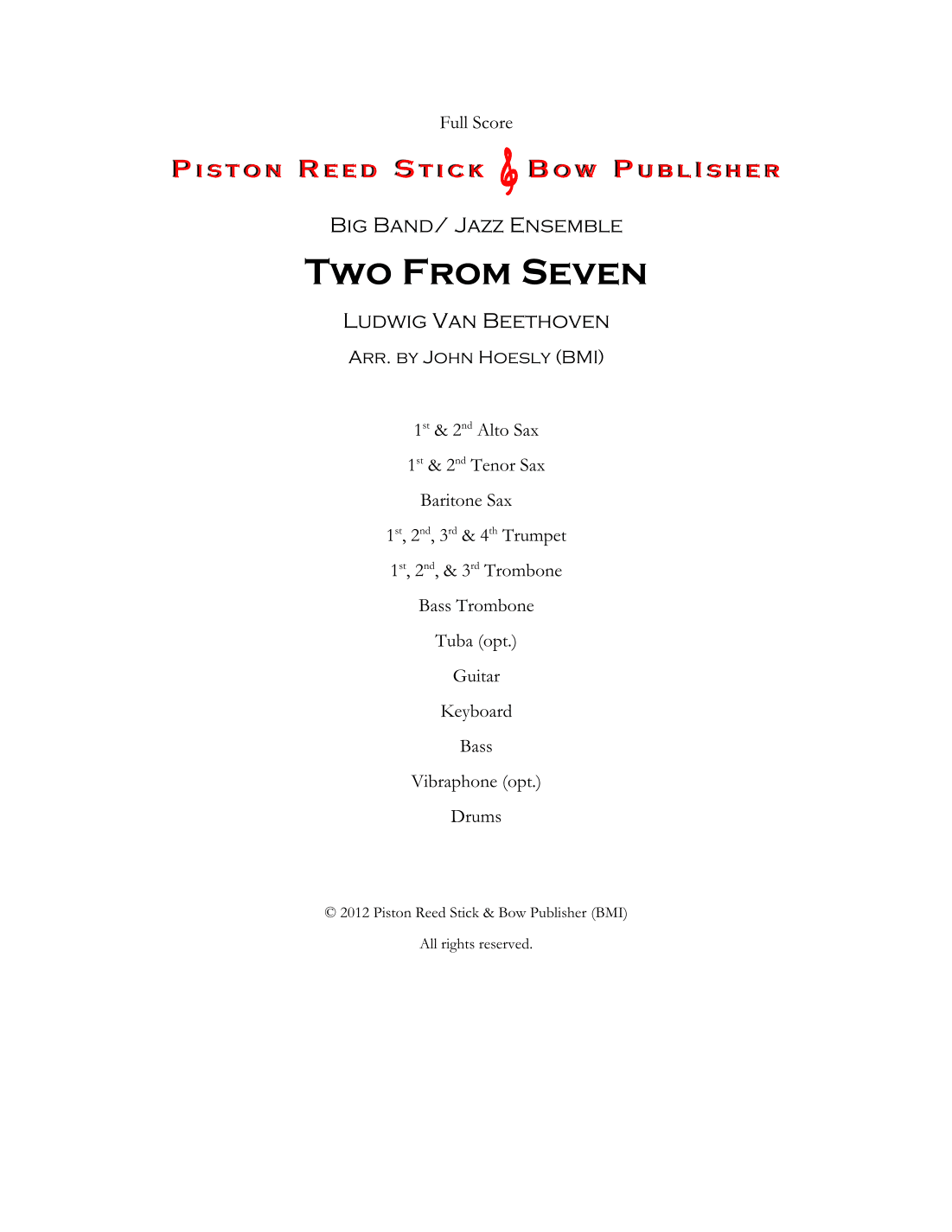 Two From Seven- jazz ensemble (arr. John Hoesly)