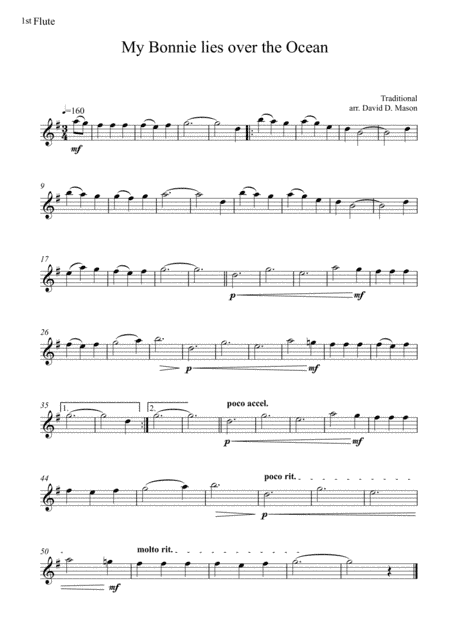 My Bonnie lies over the Ocean (arr. David D. Mason)