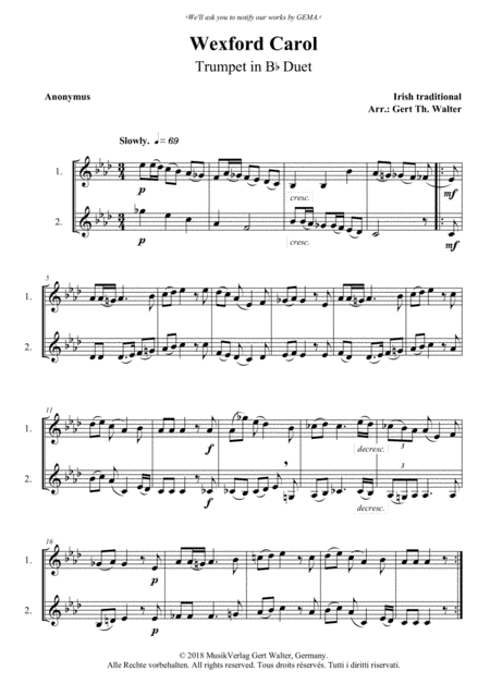 Wexford Carol (arr. Gert Th. Walter)