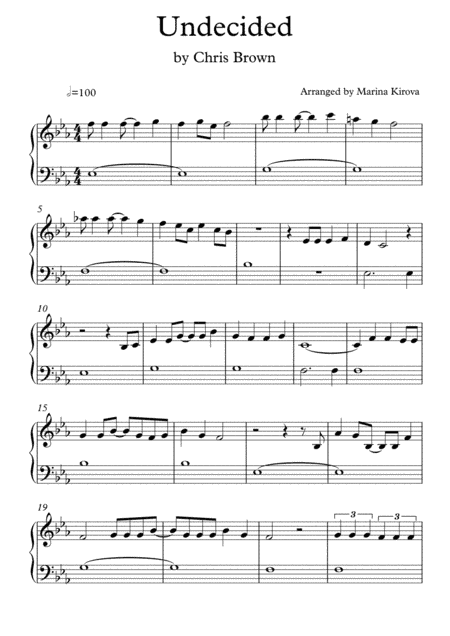 Undecided - Chris Brown - EASY PIANO (arr. Arranged by Marina Kirova)