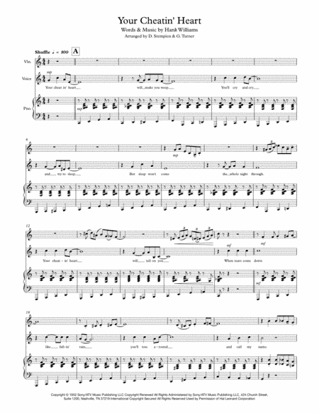 Your Cheatin' Heart (arr. Debra E. Stempien, Gregory H. Turner)