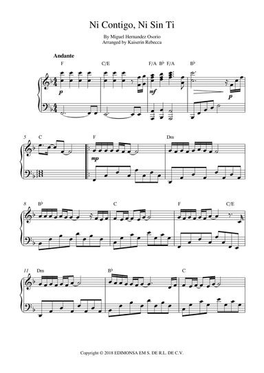 Ni Contigo Ni Sin Ti (arr. Kaiserin Rebecca)