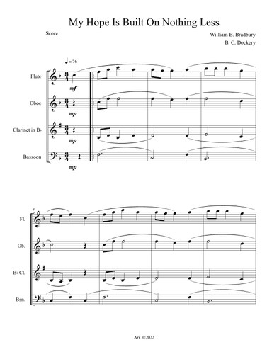 My Hope Is Built On Nothing Less (Woodwind Quartet) (arr. B. C. Dockery)
