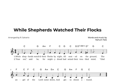 While Shepherds Watched Their Flocks (Key of C Major) (arr. R. Salvario)