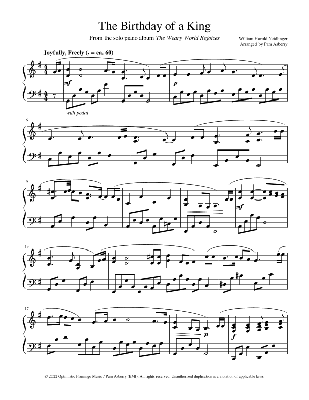 The Birthday of a King (arr. Pam Asberry)