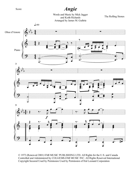 Angie (arr. James M. Guthrie, ASCAP)