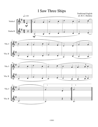 I Saw Three Ships (Violin Duet) (arr. B. C. Dockery)
