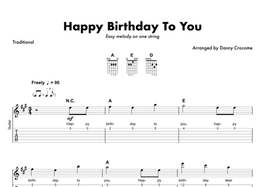 Happy Birthday To You (one string melody) (arr. Danny Crocome)