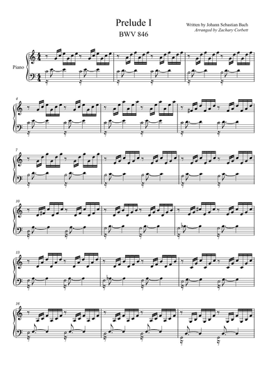 Prelude I in C Major, BWV 846 (arr. Zachary Corbett)
