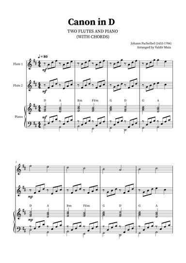 Canon in D - Flute Duet with Piano (arr. Valdir Maia)