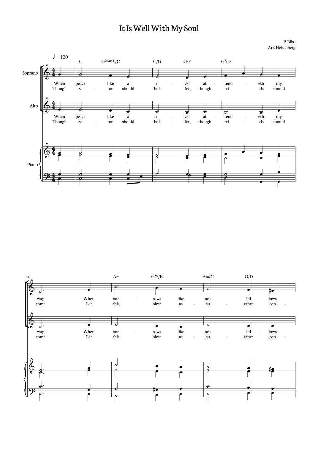 It Is Well With My Soul - SA (arr. Heisenberg)