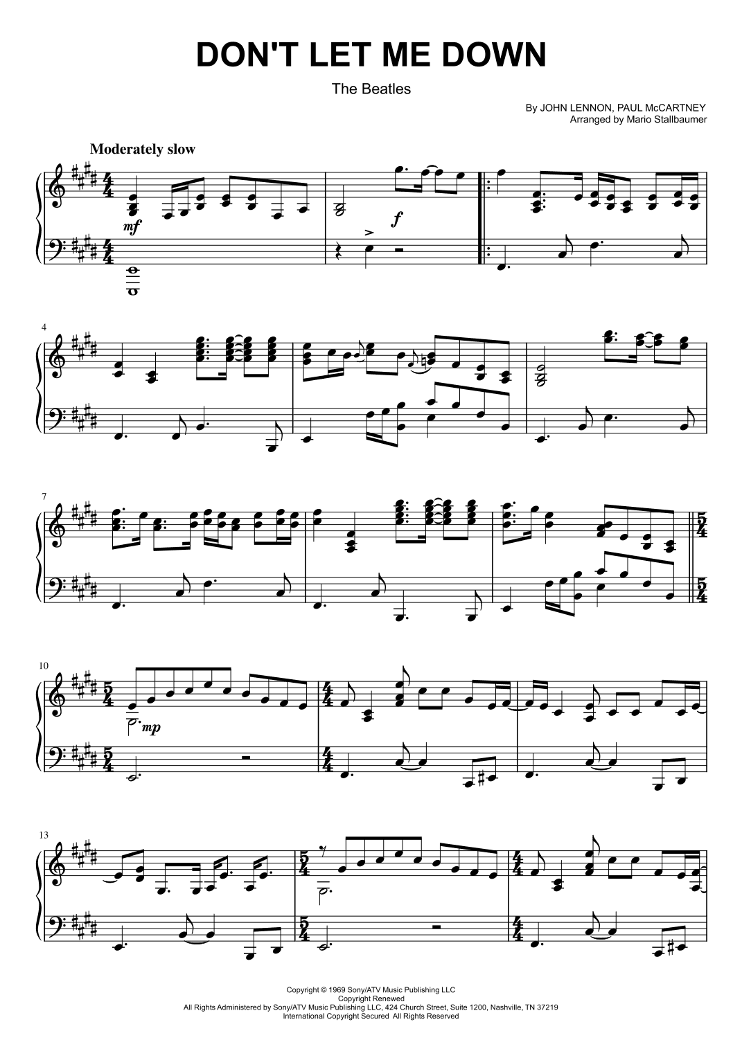 Don't Let Me Down (arr. Mario Stallbaumer)