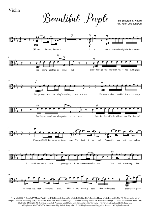 Beautiful People (arr. JULIA OH MUSIC | Julia Yeon-Joo Oh)
