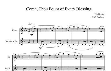 Come, Thou Fount of Every Blessing (Flute and Clarinet Duet) (arr. B. C. Dockery)