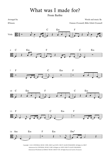 What Was I Made For? (arr. BTmusic)