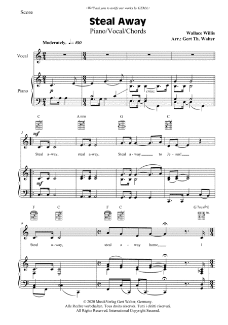 Steal Away (arr. Gert Th. Walter)