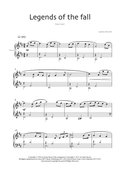 Legends Of The Fall (arr. Robin Wood Editions)