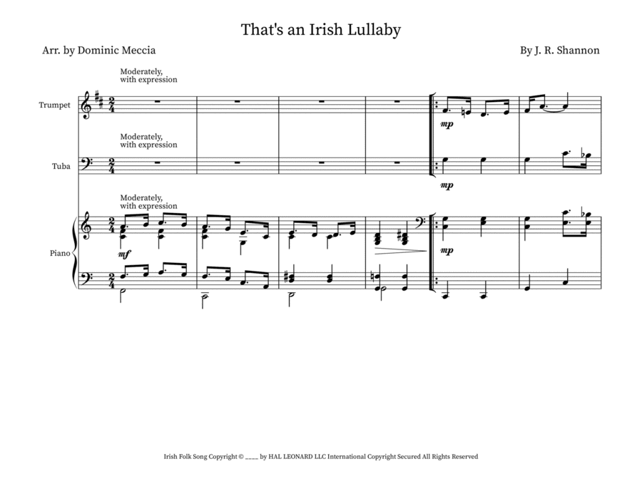 That's An Irish Lullaby (arr. Dominic Meccia)