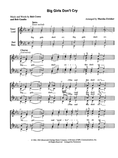 Big Girls Don't Cry (arr. Marsha Zwicker)