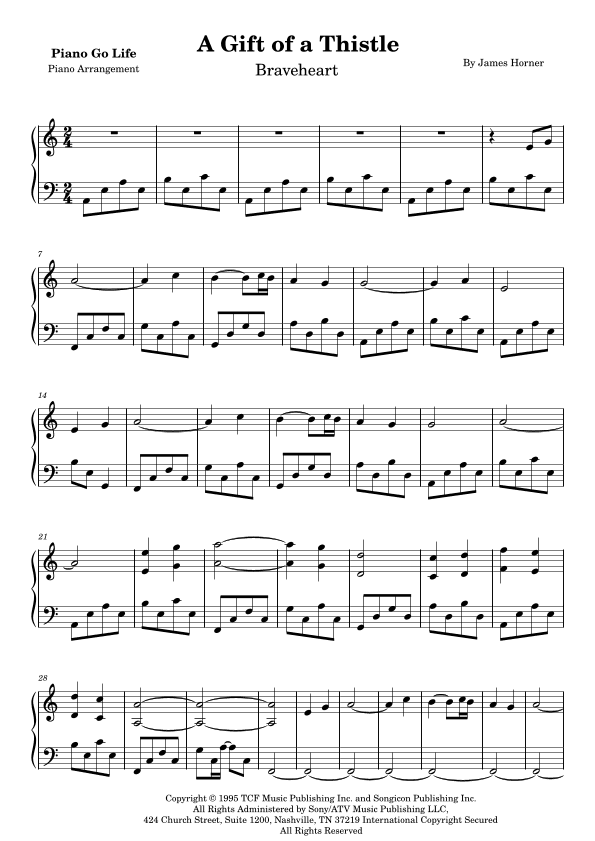 A Gift Of A Thistle (arr. Piano Go Life)