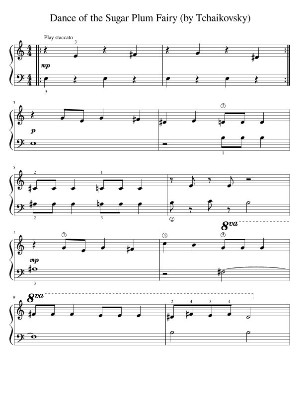 Dance of the Sugar Plum Fairy - 2 Versions for Beginner and Intermediate Piano (arr. Dennis Cheng)