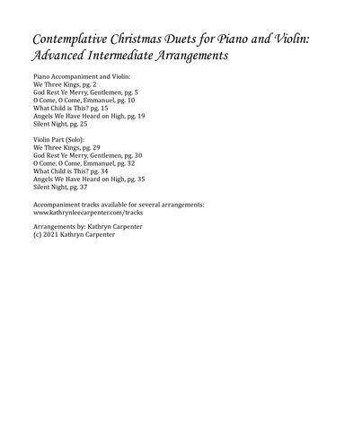 Contemplative Duets for Piano and Violin (arr. Kathryn Carpenter)