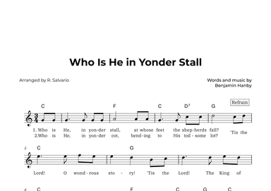Who Is He in Yonder Stall (Key of C Major) (arr. R. Salvario)