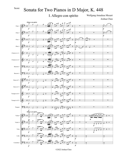 Sonata for Two Pianos in D Major, K. 448, Movement 1 (arr. Joshua Choe)