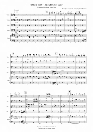 Dance of the Sugar Plum Fairy (Fantasia from Nutcracker) for Viola Quartet (arr. David Burndrett)