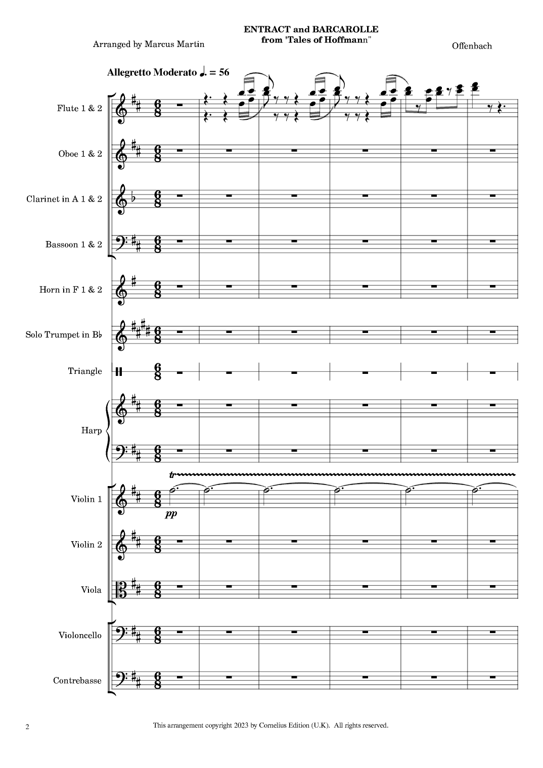 Entracte and Barcarolle from 'Tales of Hoffmann' Solo Trumpet and orchestra (arr. Marcus Martin)