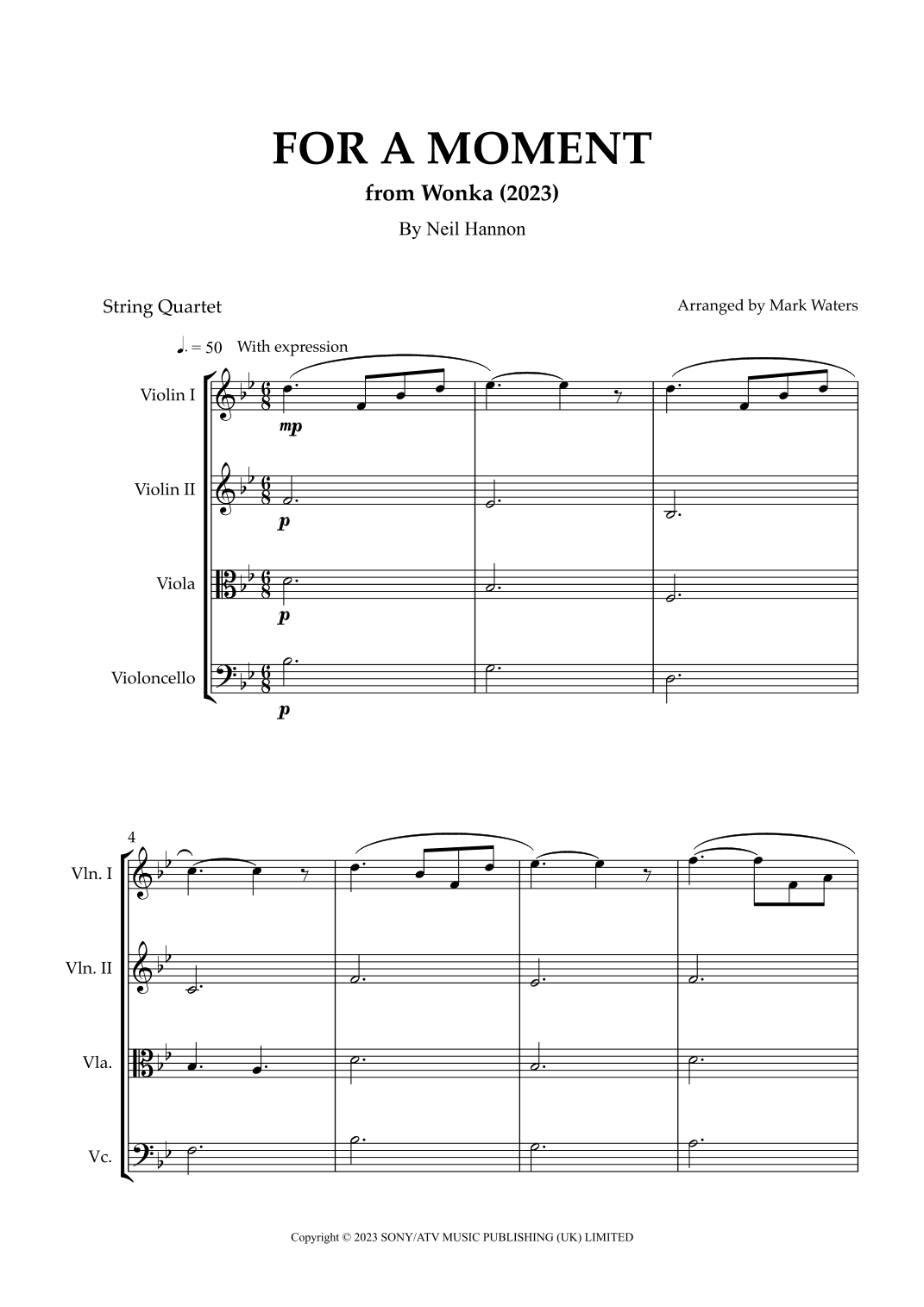 For A Moment (arr. Mark Waters)