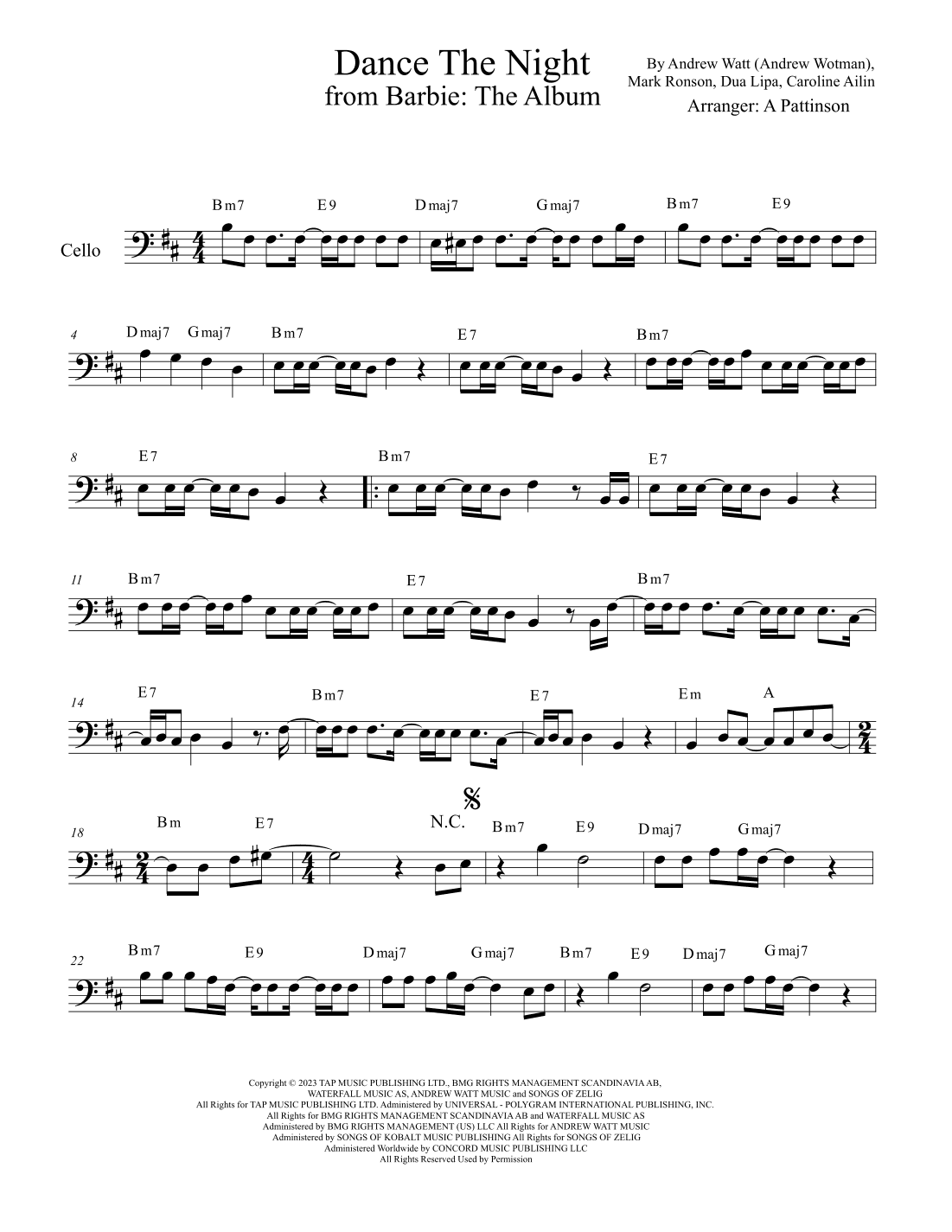 Dance The Night (arr. Andrew Pattinson)