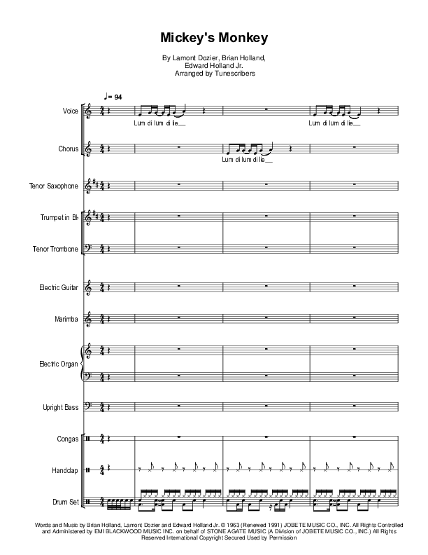 Mickey's Monkey (arr. Tunescribers)
