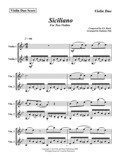 Bach Siciliano for Two Violins (arr. Stefanie Fife)