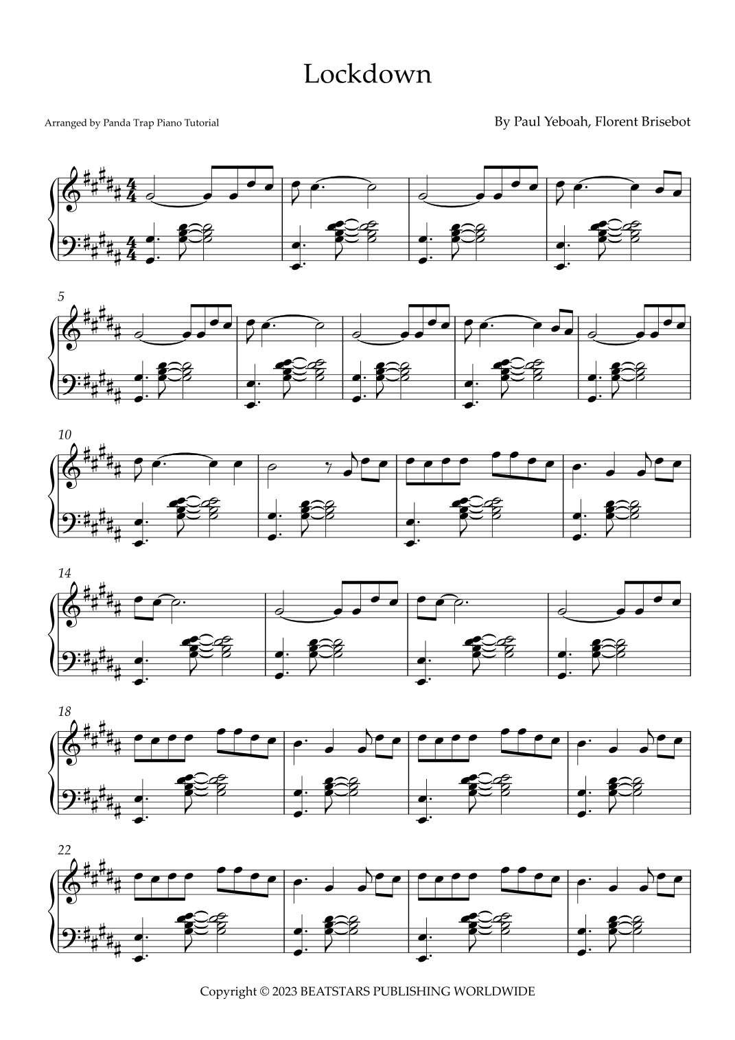 Lockdown (arr. Panda Trap Piano Tutorial)