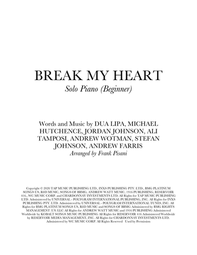 Break My Heart (arr. Frank Pisani)