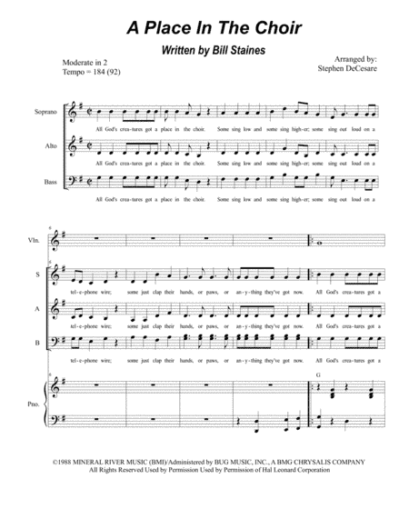 A Place In The Choir (arr. Stephen DeCesare)