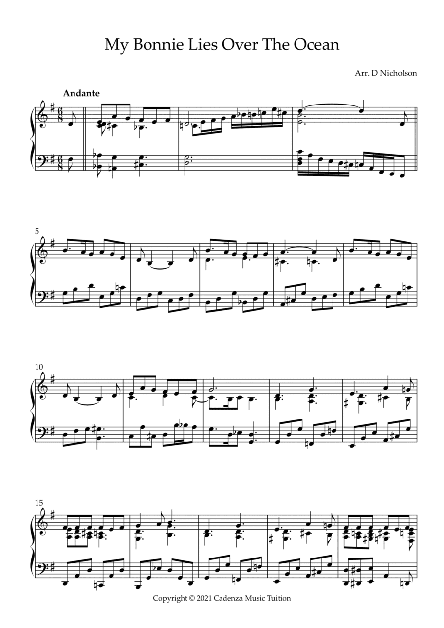 My Bonnie Lies Over The Ocean (arr. Daniel Nicholson)