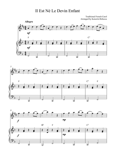 Il Est Né Le Devin Enfant (arr. Kaiserin Rebecca)
