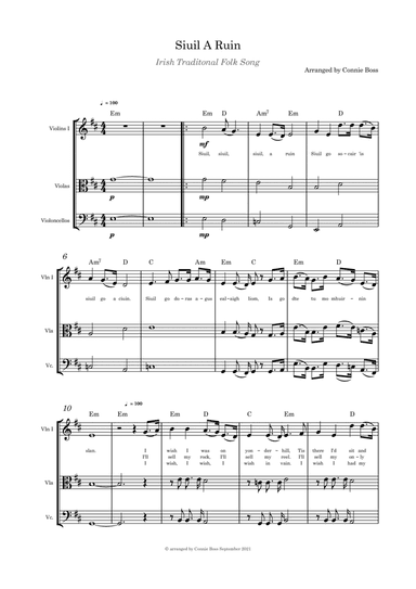 Siuil A Ruin Strings - violin, viola and cello (arr. Connie Boss)