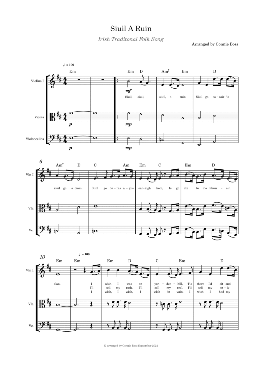 Siuil A Ruin Strings - violin, viola and cello (arr. Connie Boss)
