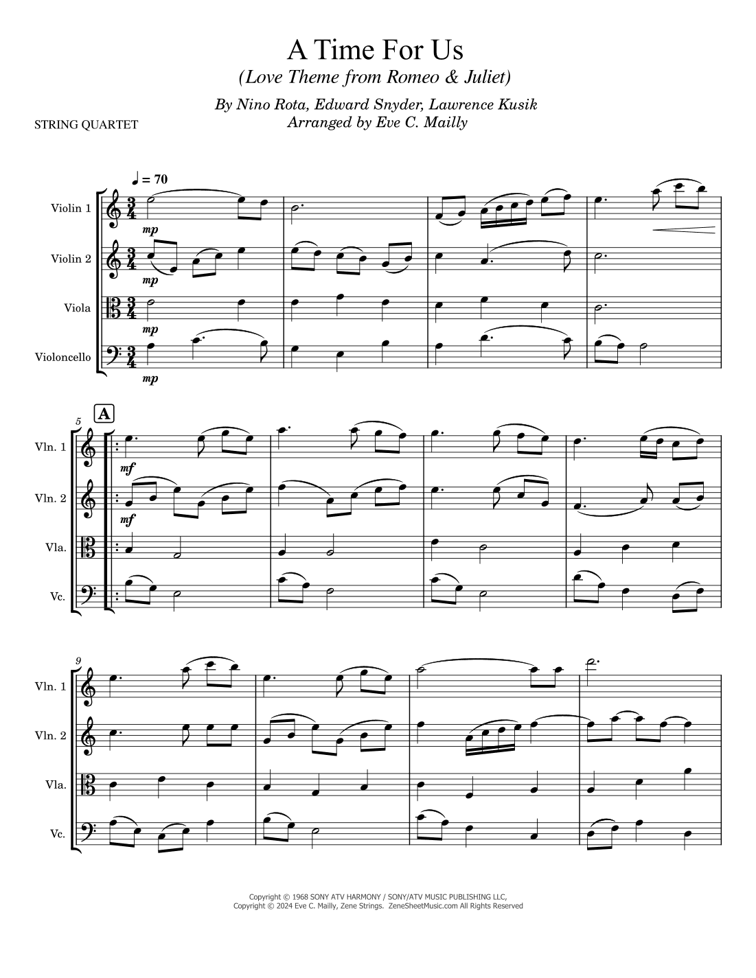 A Time For Us (love Theme) (arr. Eve C. Mailly - Zene Strings)