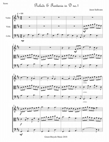 Prelude & Fantasia in D (no.1) for String Trio