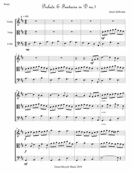 Prelude & Fantasia in D (no.1) for String Trio