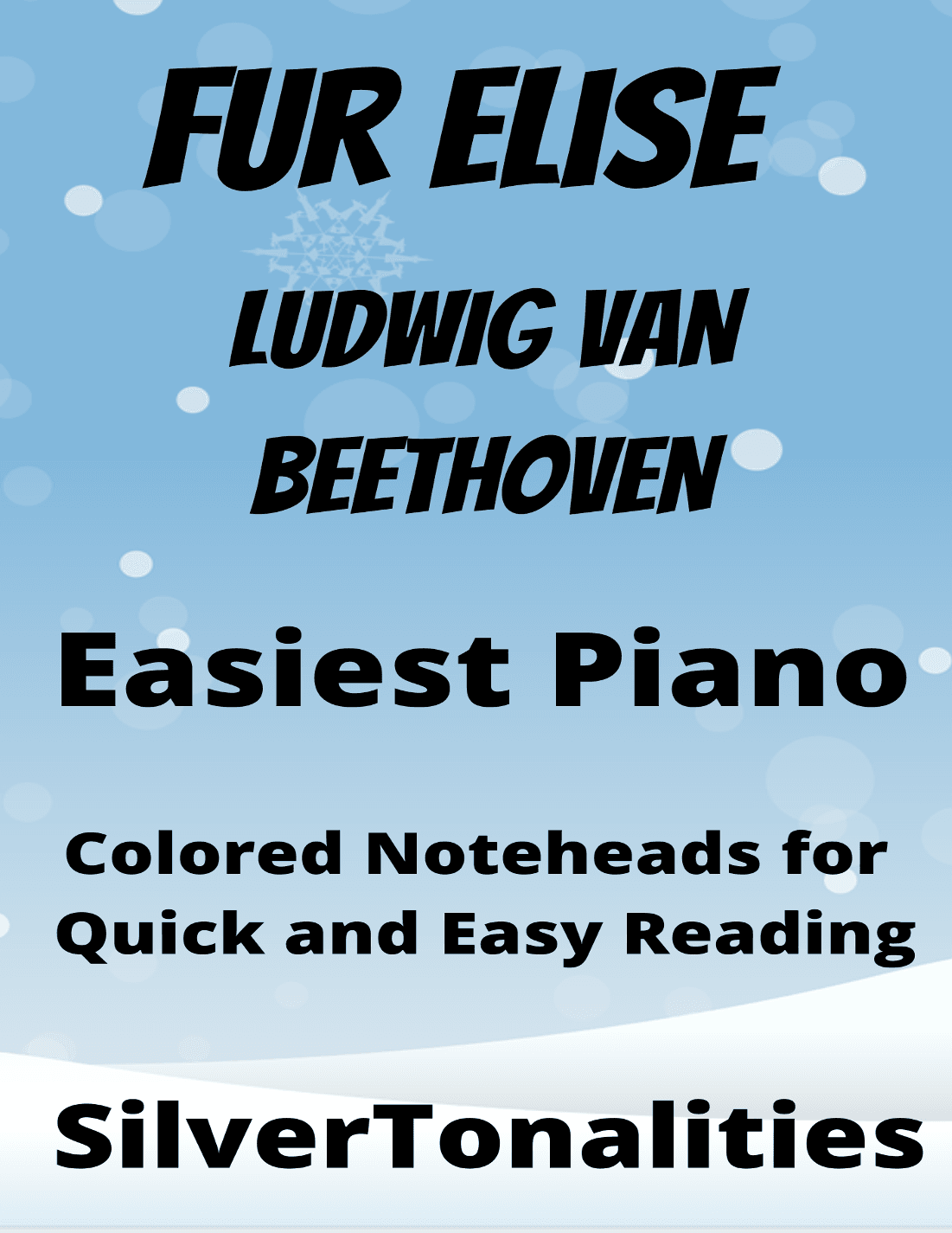 Fur Elise Easy Simplified Piano Sheet Music with Colored Notation (arr. SilverTonalities)