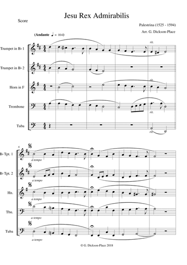 Jesu Rex Admirabilis - Palestrina (16th century) Arr. by Graham Dickson-Place (arr. Graham Dickson-Place)