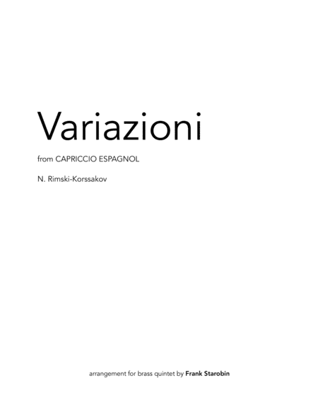 Variazioni from Capriccio Espagnol for Brass Quintet (arr. Frank Starobin)